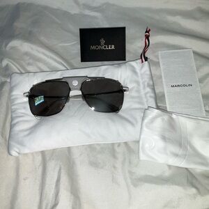 Moncler Gray Aviator Sunglasses slight mirror finish.